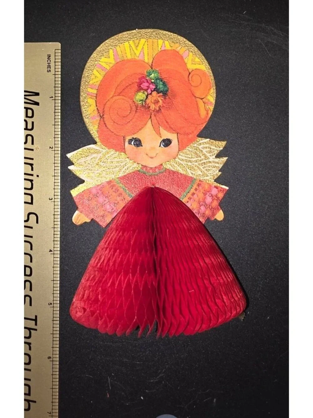 Vintage Retro Hallmark Christmas Angel Die Cut Honeycomb Holiday Decor